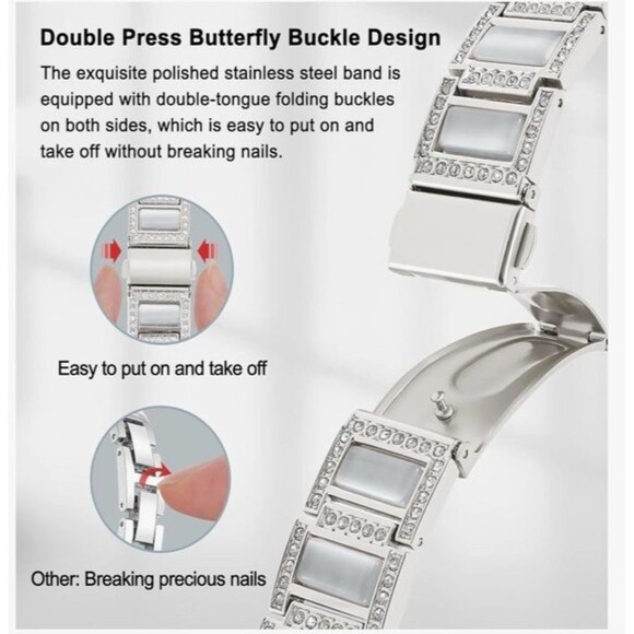 Handodo Guard Band Apple Watch Bend Silver White Catseye 42mm (44/45/46/49mm) - Picture 4 of 15